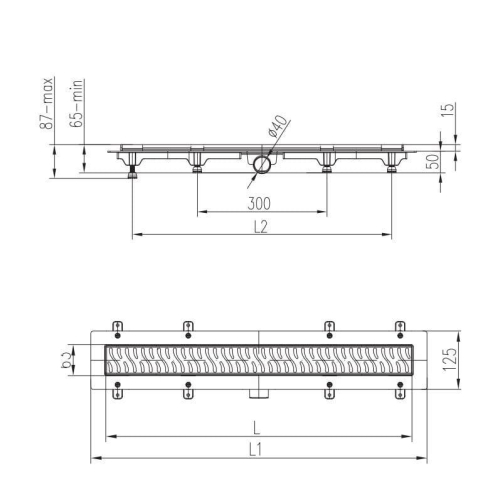 Odpływ liniowy 65 cm czarny mat  Jomo