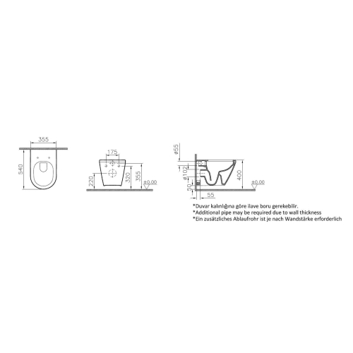 Integra miska wc bezrantowa biała 54x36 Vitra