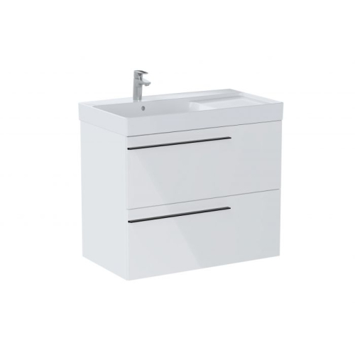 ELLA ZESTAW ŁAZIENKOWY UNIK Z 2 SZUFLADAMI UMYWALKA LEWA 80X46 Z ELLA UCHWYT DO SZAFKI CZARNY 2 SZT. 60CM ROCA