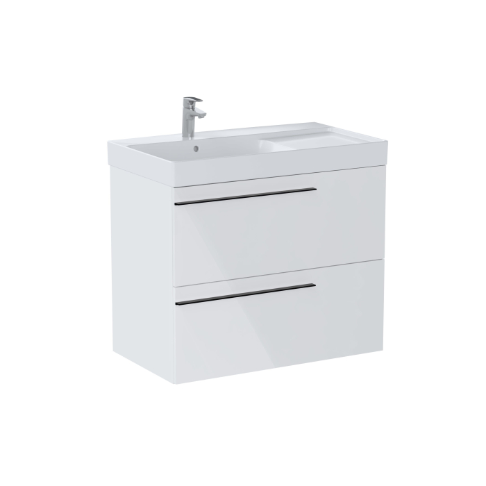 Ella Zestaw Łazienkowy Unik Z 2 Szufladami 80x46 + uchwyty czarne 2 szt. Roca