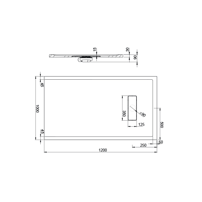 Brodzik kompozytowy B-M/MODERN 100x120x1,5 biew Sanplast
