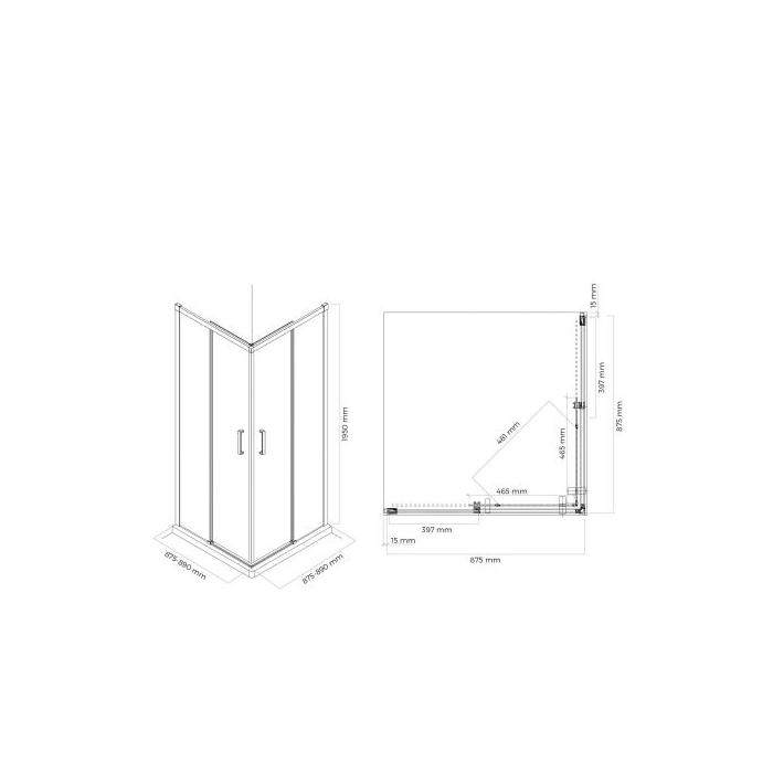Breda kabina prysznicowa 90x90 cm kwadratowa czarny mat Oltens